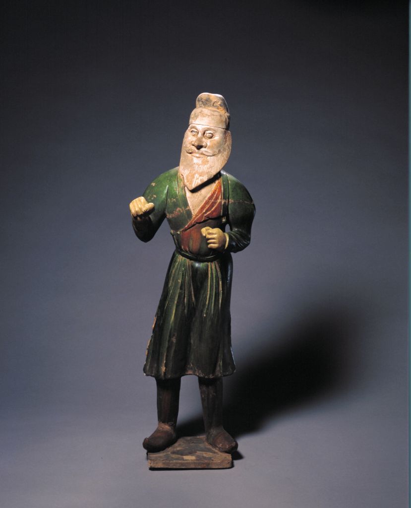 唐代加彩胡人俑】 牽駱駝俑 7～9世紀 副葬出土品 N0517B